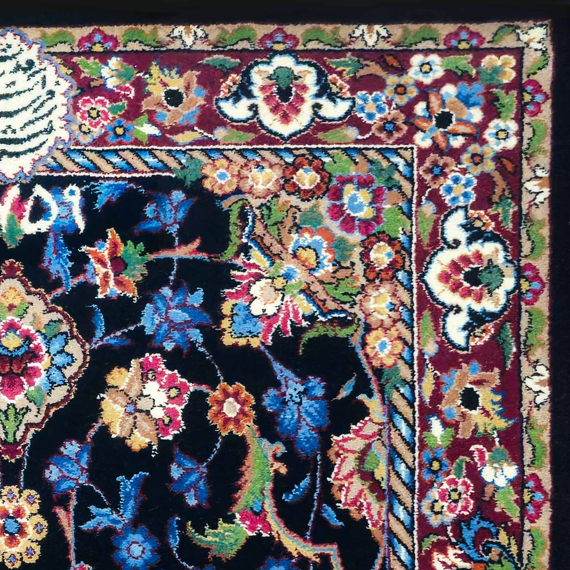 قالیچه دستباف افشان سورمه‌ای 2 متری